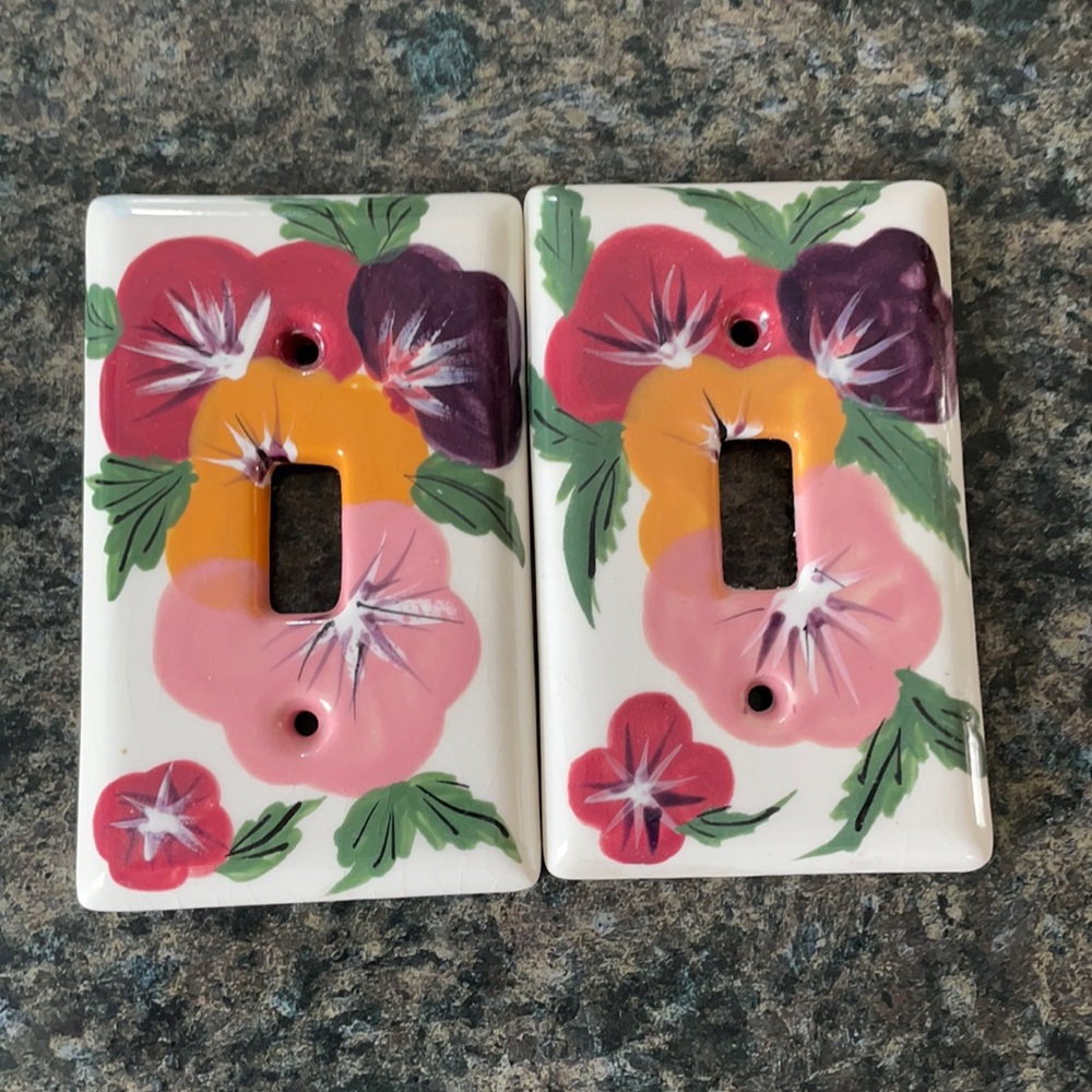 Floral ceramic light switch covers